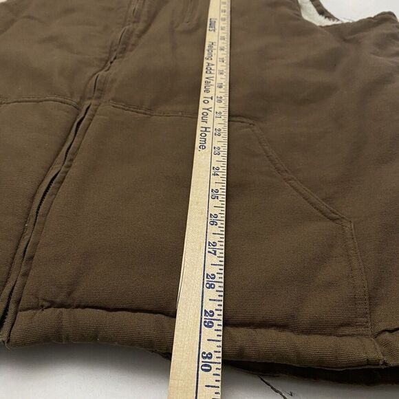Lightweight Canvas Brown Sherpa Fur Lined Vest Men's Size XXL Workwear Outdoor - Picture 8 of 11